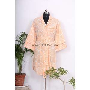 Vestido Midi de Verano para Mujer, Hecho a Mano, Ecológico, Lavable, de Secado Rápido, 100% Algodón, Ajustado, con Botones, Cuello en V, Manga 3/4 - Product Image 1