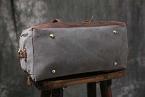 Custom Waterproof Canvas Leather Travel <b>Bag</b> Heavy Duty Vintage Unisex <b>Weekender</b> Overnight Duffel <b>Holdall</b> LCTB-0166 - Product Image 5