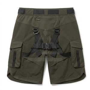 Men Streetwear Utility <b>Shorts</b> Functional Techwear Style With <b>Cargo</b> Pockets <b>Lightweight</b> Adjustable Waist And Relaxed Fit - Product Image 2