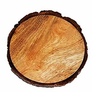 FAIZA CRAFT for Wood Christmas Table Trays with White Finish Round Shape Heat Resistant <b>Art</b> Deco Design Scenic Pattern <b>Indian</b> - Product Image 6