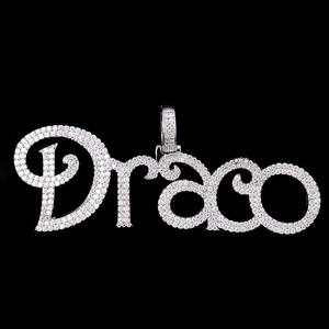 Colgante con Letra Draco, Chapado en Rodio, Cristal, Micro Pavé, Estilo Hiphop, Unisex, Joyería de Moda - Product Image 1