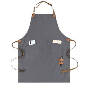 Wholesale 100% Cotton Bib Apron Custom Logo Adjustable Pocket Sleeveless Kitchen Cooking Restaurant Cleaning OEM - Product Image 2