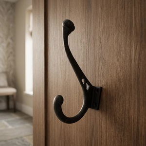 Rustic <b>Black</b> Metal Eco-Friendly Waterproof Adjustable Vintage Style Wall Mounted Coat <b>Hook</b> Heavy Duty Single <b>Hook</b> Self-adhesive - Product Image 1