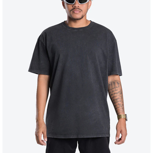 T-shirt OEM vierge en coton épais à col montant et épaules tombantes, personnalisable par sérigraphie, pour homme, style streetwear oversize - Product Image 5