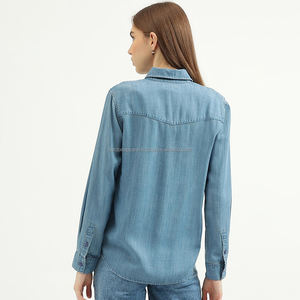 Nardon Apparel Custom Medium Long Shirt Femme 2025 Printemps New Loose European Style Long Sleeves Denim Shirts Autumn - Product Image 2