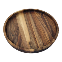Plateau de service rond en bois de noyer massif, fait main, plat en noyer naturel, décoration de table rustique