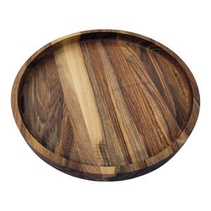 Plateau de service rond en bois de noyer massif, fait main, plat en noyer naturel, décoration de table rustique - Product Image 2