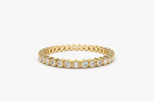 Bague classique pour femme en or jaune avec diamant taille brillant rond, pierre naturelle, alliance de mariage 0,11 carat - Product Image 1