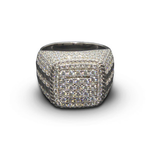 Unique Classic Iced Out Moissanite Hip Hop Pave Setting in 925 Sterling <b>Silver</b> <b>Statement</b> Men's Anniversary or Wedding Gift <b>Ring</b> - Product Image 2