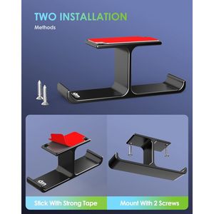 Supporto per Cuffie Interamente in Alluminio con Viti Adesive Resistenti, Gancio Porta Cuffie da Scrivania, Accessorio per Scrivania, Supporti e Montaggi - Product Image 4