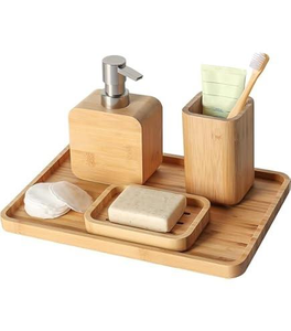 Juego de Accesorios de Baño de Madera Hechos a Mano, Ecológicos y de Primera Calidad, Elegantes y Modernos, Esenciales para el Baño, Almacenamiento con Estilo, Natural - Product Image 1