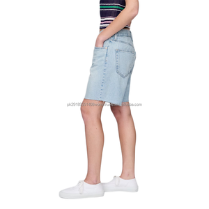 กางเกงขาสั้นผ้ายีนส์สีฟ้าอ่อนของผู้หญิงเอวกลางทรงหลวมระบายอากาศได้ดีชุดสตรีทแวร์ผ้าถักแบบลำลองสไตล์ฤดูร้อน - Product Image 5