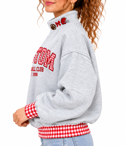OEM Women’s <b>Mock</b> Neck Sweatshirt 100% Cotton Fleece Custom Gingham Design Boxy Fit Solid Color Autumn Winter Apparel - Product Image 5