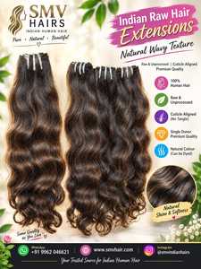 Smvhairs Cheveux Humains Indiens Remy Bruts Non Traités de Luxe, Mèches à Double Trame Cousues à la Machine, Pointes Alignées - Product Image 6