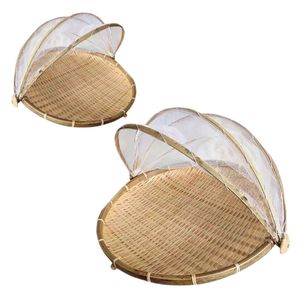 Premium Multi-Purpose Bamboo Tray with <b>Mesh</b> Net for Food Drying <b>Storage</b> and Household Use - Product Image 1