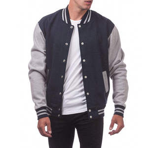 Wholesale Custom Varsity Jacket OEM Manufacturer Private <b>Label</b> Supplier Bulk Production Contrast Sleeve Baseball Jacket - Product Image 1