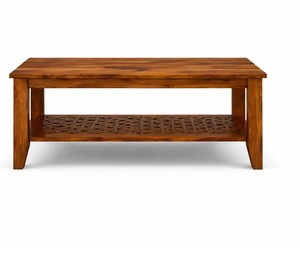 Traditional Carved Solid Wood <b>Coffee</b> <b>Table</b> | Handcrafted Wooden Center <b>Table</b> with Carved Shelf | 2-Tier Solid Wood <b>Coffee</b> <b>Table</b> - Product Image 2