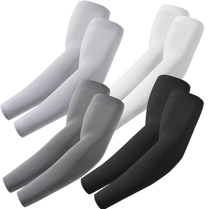 Manchons de bras de basketball unisexes OEM personnalisés, protection anti-UV, en Spandex et Polyester, teinture unie, articles en stock, Vert Blanc Noir Jaune - Product Image 2