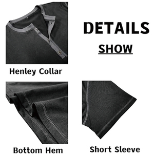 Camiseta Henley de Algodón Ligera para Hombre, Diseño 2026, Cuello Henley con Botones, Manga Corta, Casual, Transpirable, 220g, a la Moda - Product Image 2
