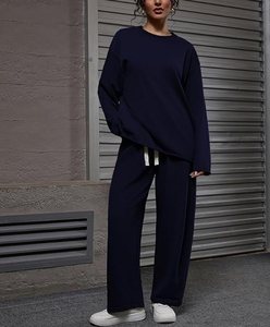 Ensembles décontractés 2 pièces grande taille pour femmes – Survêtements d'hiver 2026 – Sweat-shirt à col rond et pantalon de survêtement large – Tenues de détente – Survêtement - Product Image 4