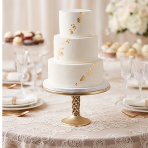 Premium Round Metal <b>Cake</b> <b>Stand</b> with Twisted Stem and Radiating Pattern Base Perfect For Wedding Events Restaurant And Gifts - Product Image 4