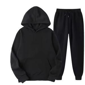 Survêtements streetwear oversize pour hommes avec logo personnalisé, ensemble sweat à capuche zippé et pantalon de jogging, modèle vierge - Product Image 2