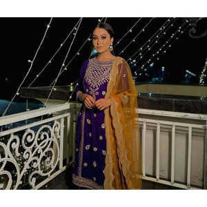 Conjunto superior e inferior de mujer de diseñador con Dupatta para ropa de fiesta - Product Image 3