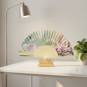 Handheld Bamboo Folding Fan Traditional Folk Art Handmade Craft Vintage Style for Ladies Promotional & Sports Events