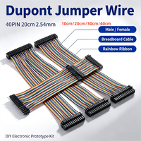 Cable Jumper Dupont de 40 Pines, 10cm/20cm, 2.54mm, Macho-Hembra, para Protoboard, Conector de Cinta Arcoíris, Kit de Prototipos Electrónicos DIY
