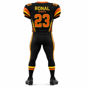 Uniforme de Fútbol Americano Ronal Sports para Hombre, Jersey Sublimado Acolchado de Manga Corta, Negro, Naranja, Amarillo, Equipo 23 - Product Image 2
