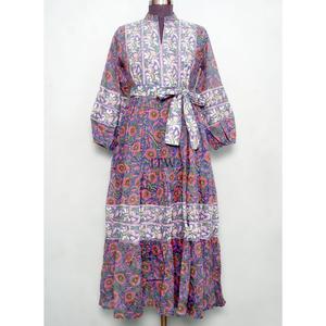 Handmade Women's Boho Floral Maxi <b>Dress</b> V Neck Wrap Tie Waist Bell Sleeve A-Line Casual <b>Printed</b> Long <b>Dress</b> - Product Image 1