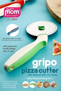 Roulette à pizza Anax, lame en acier inoxydable, manche en plastique vert, design ergonomique antidérapant pour une utilisation en cuisine - Product Image 2