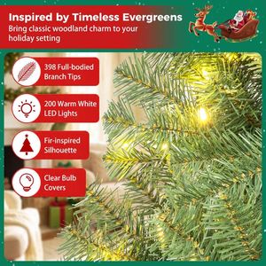 Albero di Natale Artificiale Premium Pre-Illuminato con 200/500 Luci LED Bianco Caldo, Pieghevole per Uso Interno, Opzioni da 6ft/7ft/8ft - Product Image 6