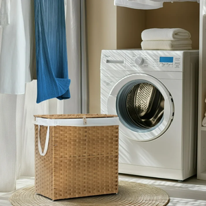 Artex HaiNam <b>Rectangular</b> Natural Water Hyacinth <b>Storage</b> <b>Basket</b> With Handles Rustic Multi-Purpose Organizer For Laundry <b>Storage</b> - Product Image 4
