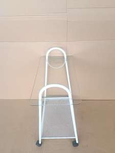 Minimalist Double Tier Metal <b>Storage</b> <b>Cart</b> with Wheels for Living Room Tableware KTS-230512-09 - Product Image 6