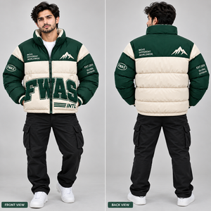 Chaquetas Acolchadas Personalizadas para Hombre, Chaqueta de Invierno Gruesa, Resistente al Viento, con Cierre, Ropa Exterior Informal con Estampado de Letras y Diseño de Parches, Estilo Americano - Product Image 3