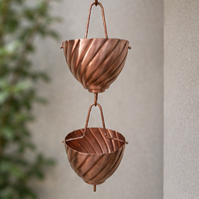 Chaîne de pluie spirale en cuivre décorative pour gouttière, évacuation des eaux de pluie extérieure, décoration suspendue pour jardin - Product Image 3