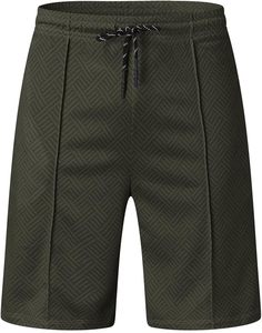 Pantalones Cortos Deportivos de Secado Rápido con Estampado Geométrico Verde Oscuro para Hombre, Ropa Casual de Verano - Product Image 3