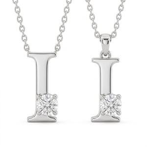 Elegante colgante con letra del alfabeto, diamante cultivado en laboratorio y natural, letra I con diamante de corte brillante redondo, regalo de joyería unisex. - Product Image 1