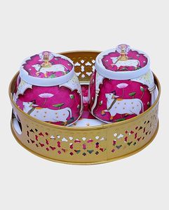 Design Magnifique Spice Jar Set Round Airtight Food <b>Storage</b> <b>Container</b> With Metal Lid Cartoon Cow Print <b>Kitchen</b> Use - Product Image 2