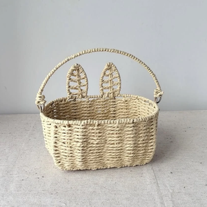 Paniers de Pâques en corde de papier de haute qualité, paniers tissés pour cadeaux avec poignées, fabriqués au Vietnam - Product Image 1