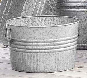 Maceta galvanizada de gran tamaño para decoración de plantas en interiores y exteriores con diseño rústico vintage estilo granja. - Product Image 5
