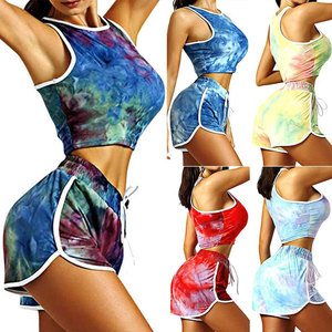 Conjunto Deportivo de Yoga Tie Dye de 2 Piezas para Mujer, Shorts de Yoga con Efecto Levanta Glúteos, Bra Deportivo - Product Image 4
