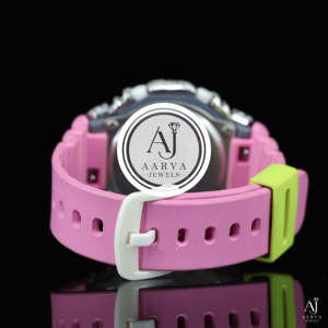AARVA JEWELS นาฬิกาควอทซ์สุดหรูสำหรับผู้หญิง หน้าปัดคริสตัล แสดงวันที่/วันอัตโนมัติ ตัวเรือนประดับเพชรเทียม สายซิลิโคนสีชมพู ดีไซน์อนาล็อก ขนาด 40 มม. - Product Image 4