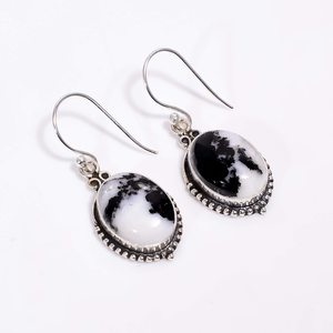Boucles d'oreilles en turquoise buffle blanc, argent sterling 925, faites à la main, bijoux en pierres précieuses, cadeau de luxe pour femmes - Product Image 4
