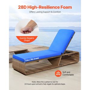 Cuscino Impermeabile e Resistente allo Sbiadimento 72 X 21 X 3 Pollici per Chaise Longue da Esterno, Ricambio per Sedie e Cuscini da Giardino - Product Image 3