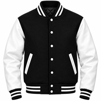 Veste universitaire décontractée pour homme, bicolore, à col montant, boutonnée, avec manches contrastées, style baseball, universitaire, letterman