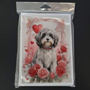 Tibetan Terrier Valentine Roses A7 Whimsical Blank <b>Greeting</b> <b>Cards</b> 5x7 <b>Note</b> <b>Cards</b> Pack of 8 with Envelopes - Product Image 3