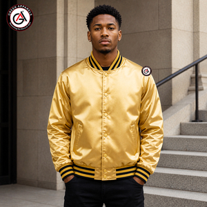 Venta al por mayor para |   Chaqueta Bomber de Satén para Hombre de la Fraternidad Phi Embroidery |   Chaqueta Bomber Personalizada con Cuello Alto Bordado para Hombre - Product Image 4