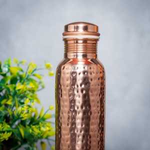 Bouteille de sport en cuivre pur 1000 ml, isolation thermique 12-24 heures, couvercle réutilisable, design vintage, type à pression, fait main, cadeau de voyage - Product Image 3